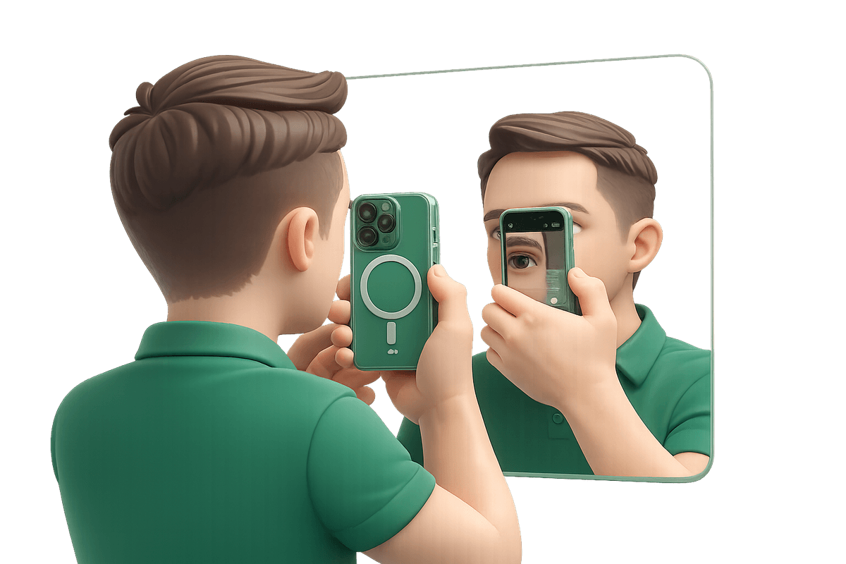 Focení oka pomocí zrcadla