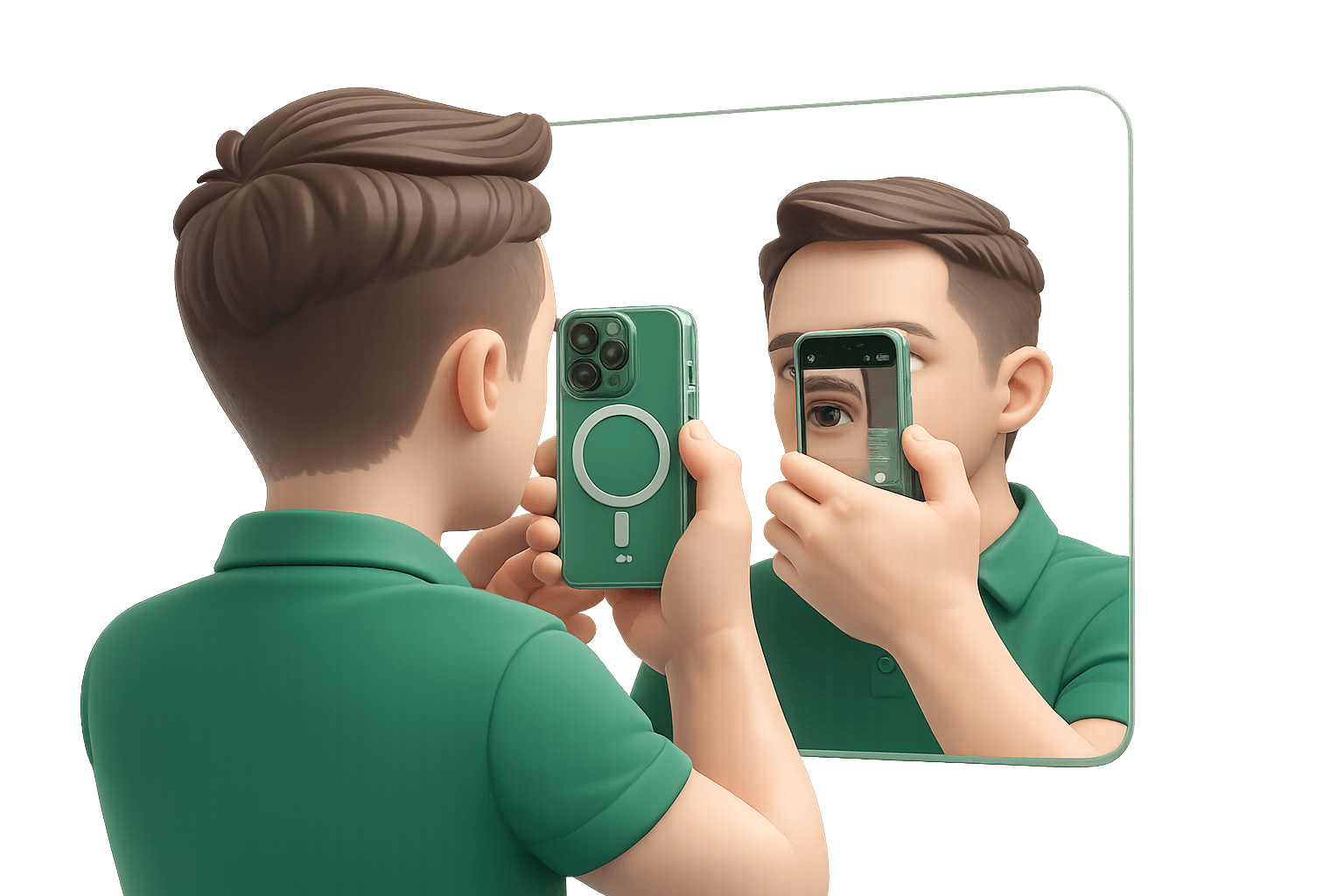 Focení oka v zrcadle